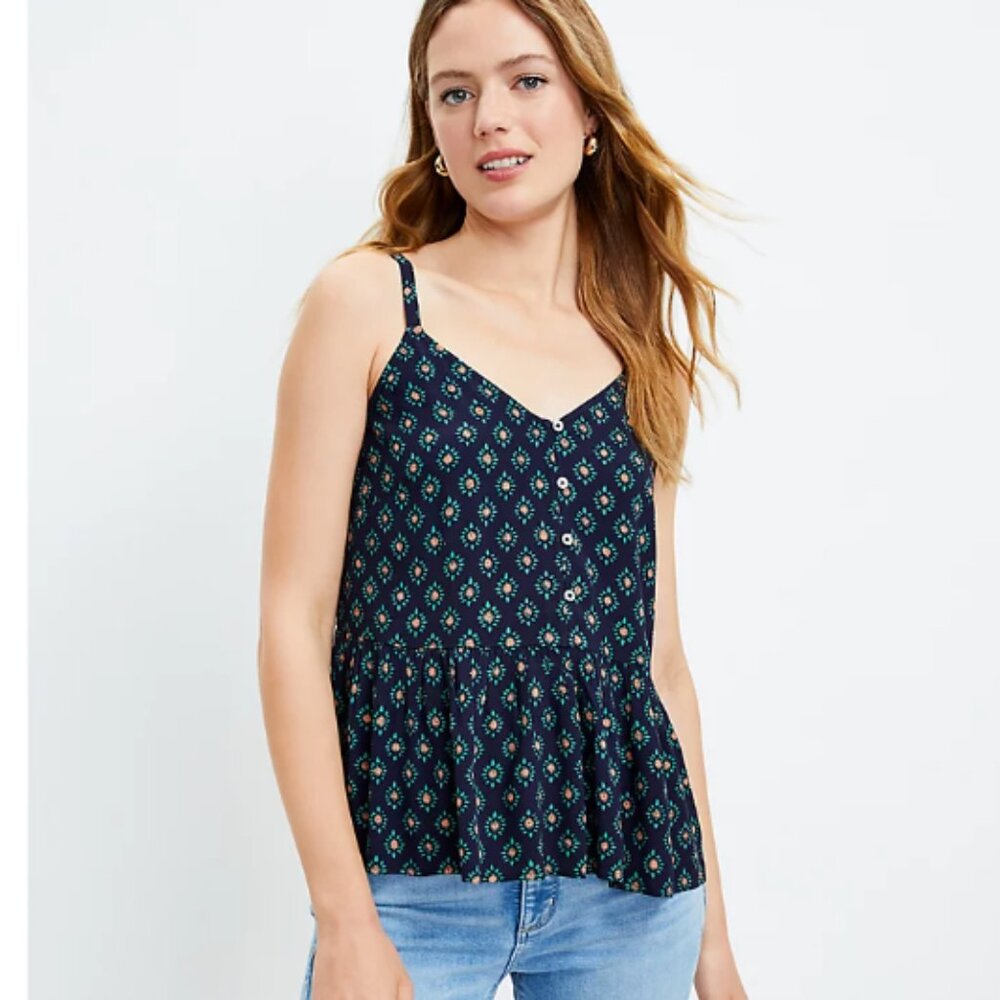 LOFT - Bloom Button Peplum Cami NWOT